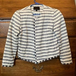 Banana Republic Blue Striped Fringe Jacket size 0